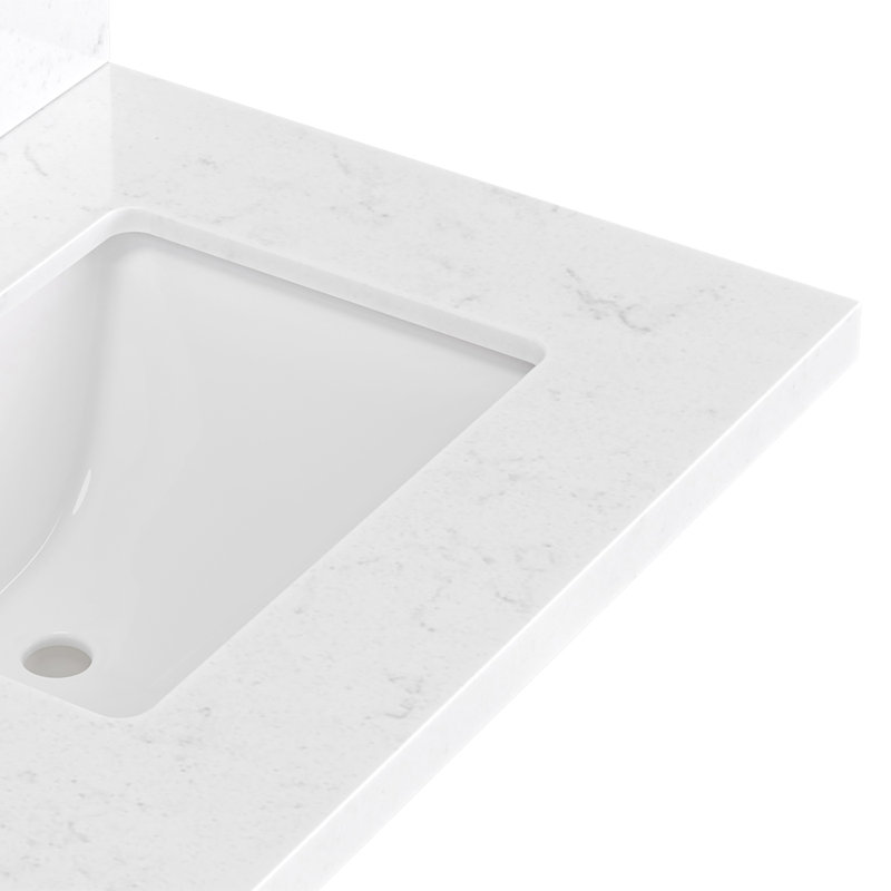ARIEL Kelly 73 Double Sink Bathroom Vanity with Pure Quartz Top, Gray, Rectangular, Carrara White Quartz