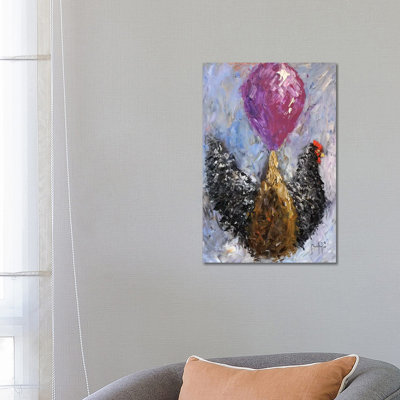 Rooster With Balloon by Joseph Marshal Foster - Wrapped Canvas Painting