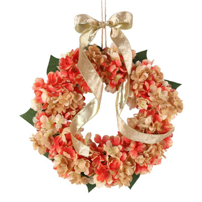 16 pouces couronne de l'Action de grâce automne hortensia Bowknot décoration guirlande de fleurs couronne porte de l'Action de grâce décoration