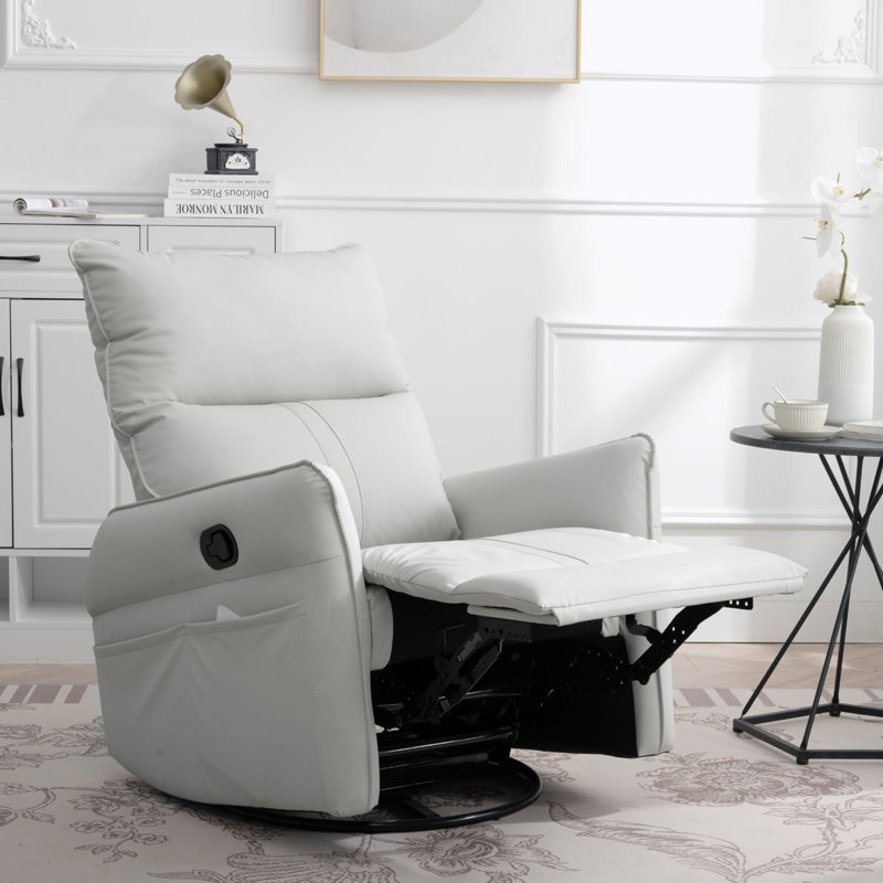 Fauteuil inclinable et pivotant en similicuir Idal, Similicuir gris pâle