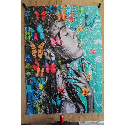Nifao Collection Giant Graceful Butterfly Woman Unframed Canvas 52 x 74