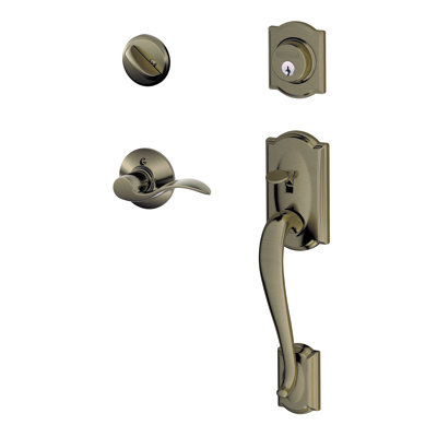 Camelot Handleset with Deadbolt and Accent Door Lever and Rosette