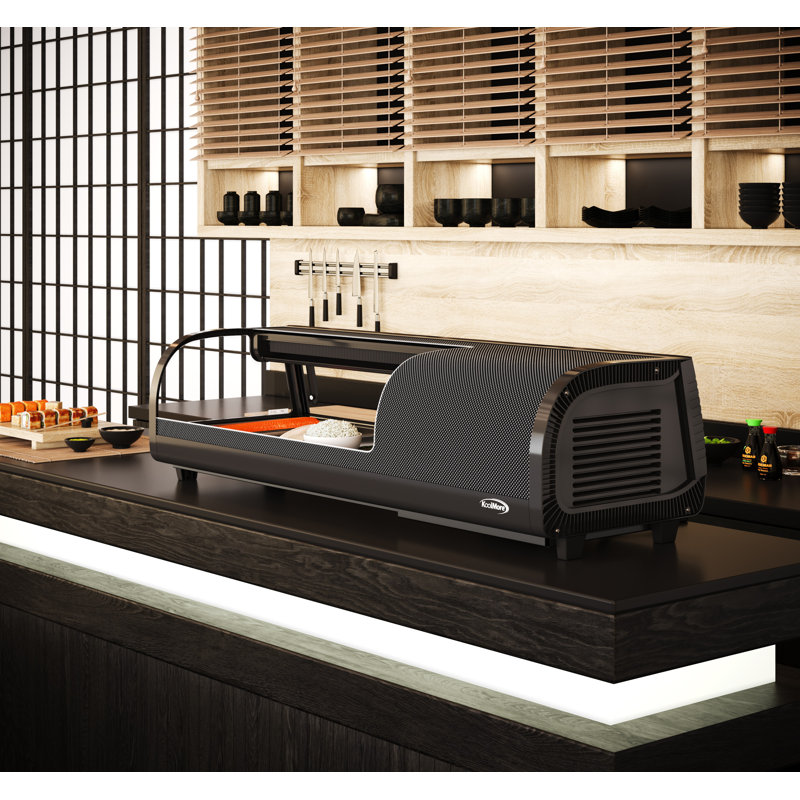 46 in. Glass Sushi Countertop Display Refrigerator with 4 Stainless Steel Trays in Black (KM-SR46-BK)