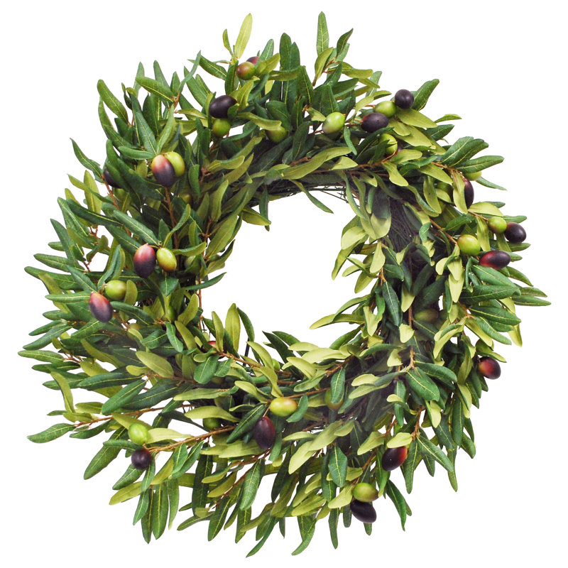 Faux Olive Wreath, 24" H x 24" W x 6" D