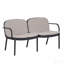 Ensemble de conversation d'extérieur 3 pièces, cadre noir avec coussin beige (2 fauteuils club et 1 causeuse)-1740754283