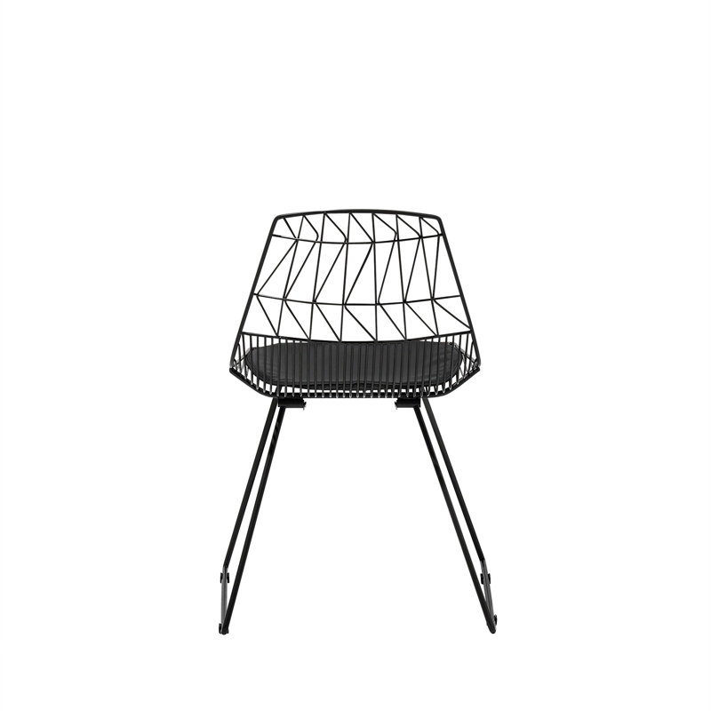 Lacroix 46cm H Polyester Blend Upholstered Metal Slat Back Side Chair, Black