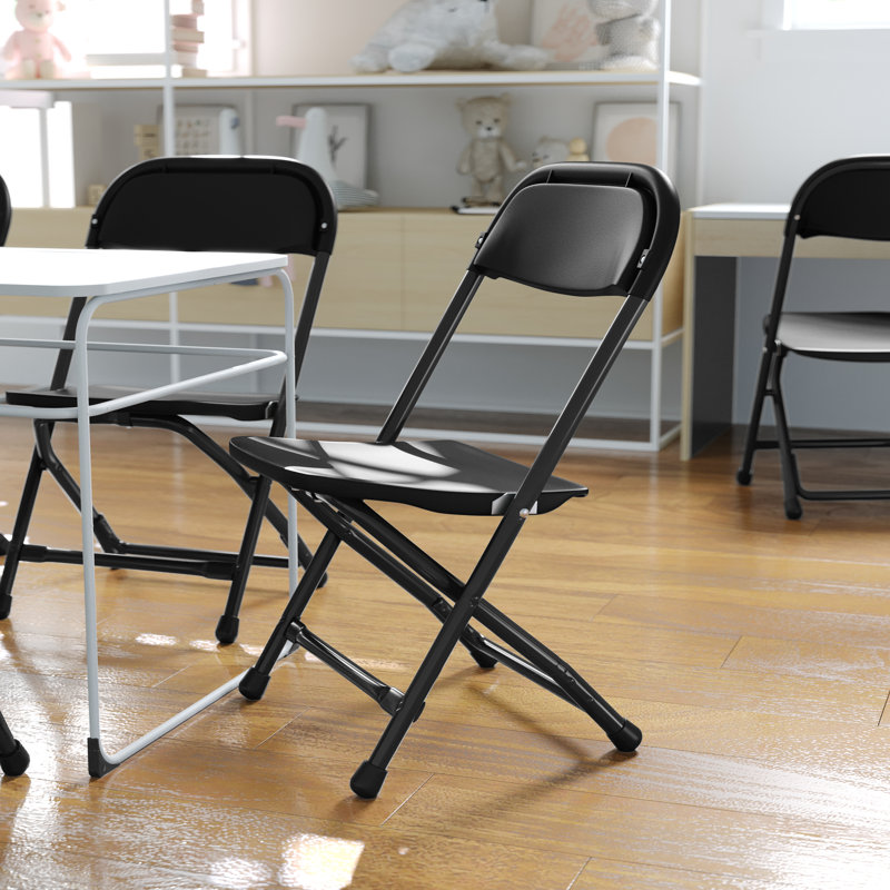 Ayuub Kids Plastic Folding Chairs for Classrooms and Events, Black