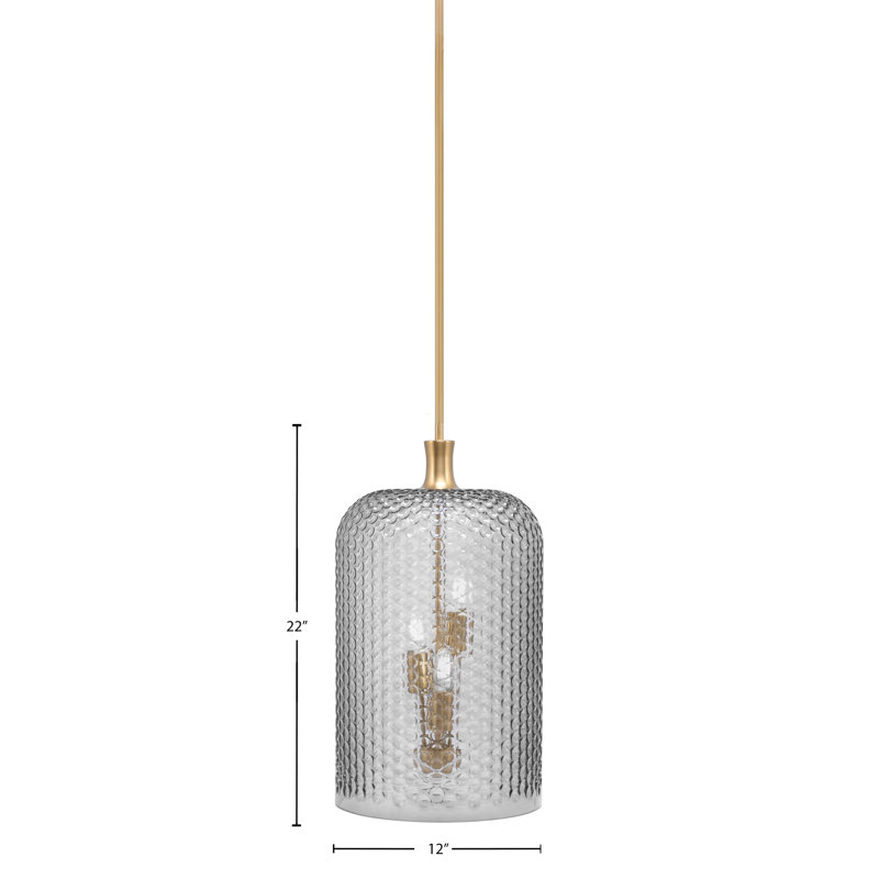 Luminaire suspendu en forme de tige 3 lumières avec verre, Noir / transparent