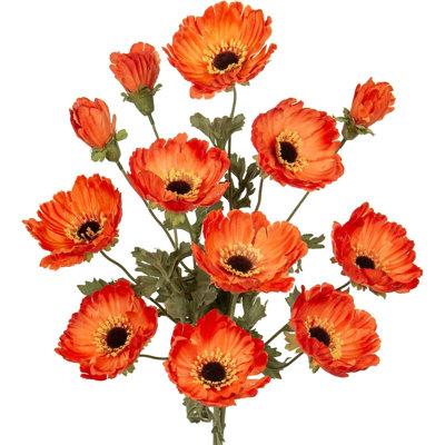 3Pcs 28.3" Orange Artificial Silk Poppy Flowers