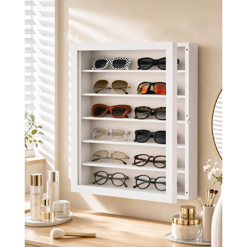 Sunglasses Organizer Storage Wall Mounted, White