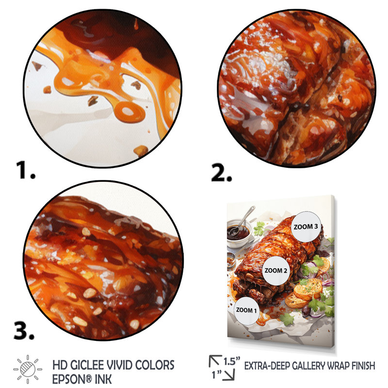 «Food Bbq Ribs II - Kitchen», reproduction d'art mural, H 40 po x l 30 po x P 1,5 po, Cadre photo noir