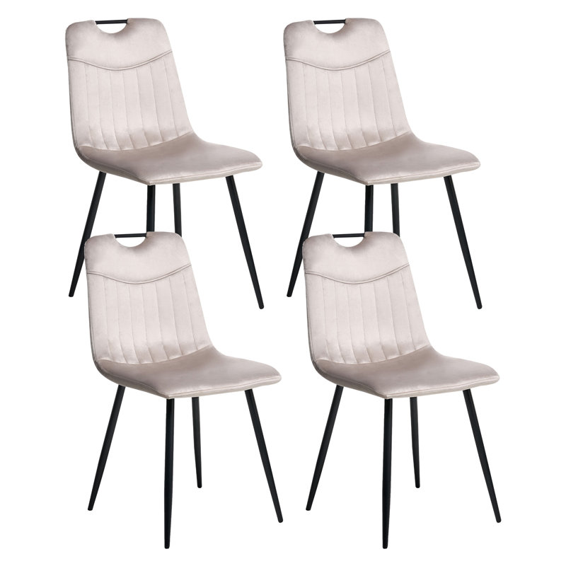 Set of 4 Dining Chairs ARGYLE Velvet, Beige