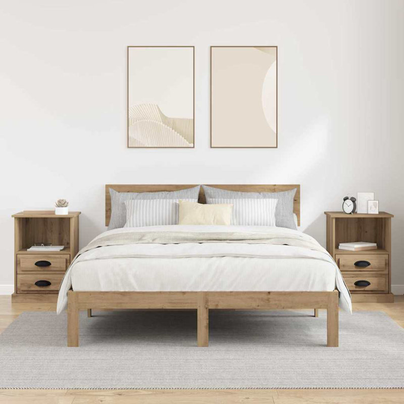 43cm W Manufactured Wood Bedside Table, Artisan Oak