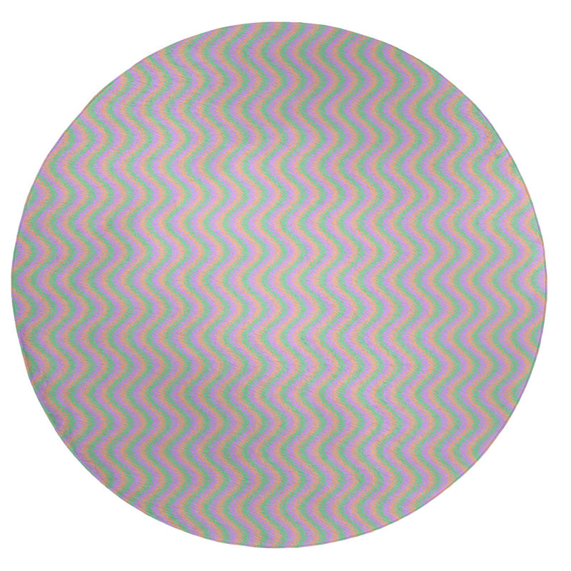 Tapis à rayures ondulées vert mer/violet foncé, Rectangle 2 pi x 3 pi