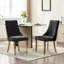 Chaises de salle à manger en rayonne recouvertes de tissu de rayonne avec dossier noir et 2 pattes plaquées en acier inoxydable doré pour un raffinement traditionnel et confortable-920985419-920985429