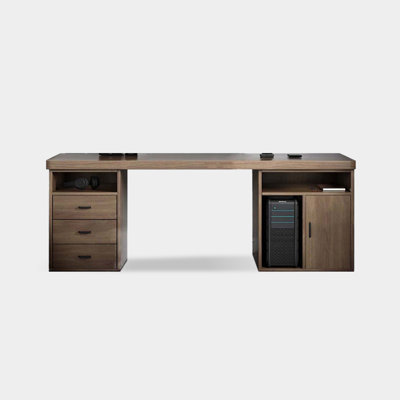 Nut-brown Rectangular Solid Wood with 3 drawers Executive Desk