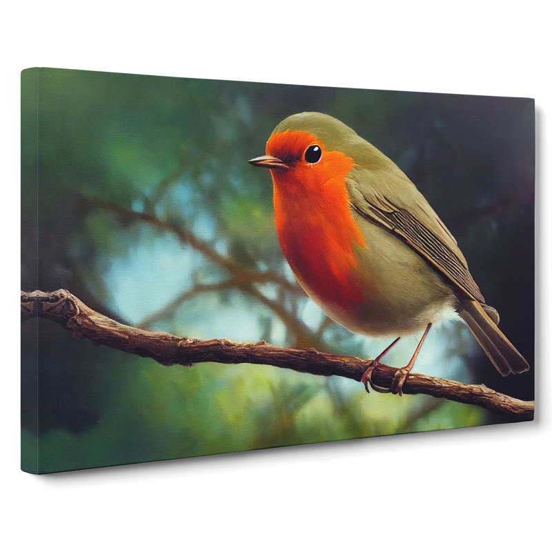 Iconic Robin Bird - Wrapped Canvas, 50cm H x 76cm W x 3cm D