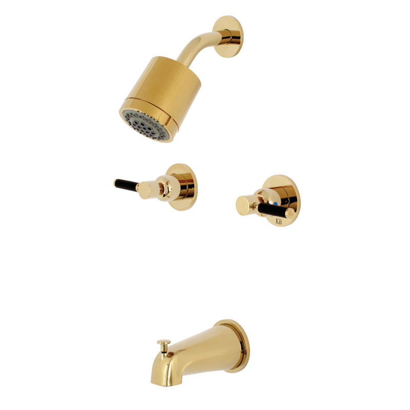 Kingston Brass Kaiser Double-Handle Tub and Shower Faucet, Polished Brass