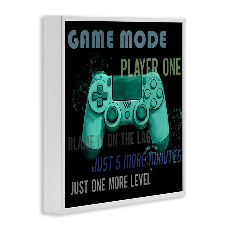 Game Mode Player One Controller Framed Giclee, design by Kim Allen, 12" H x 12" W, Coastal White Framed Giclee