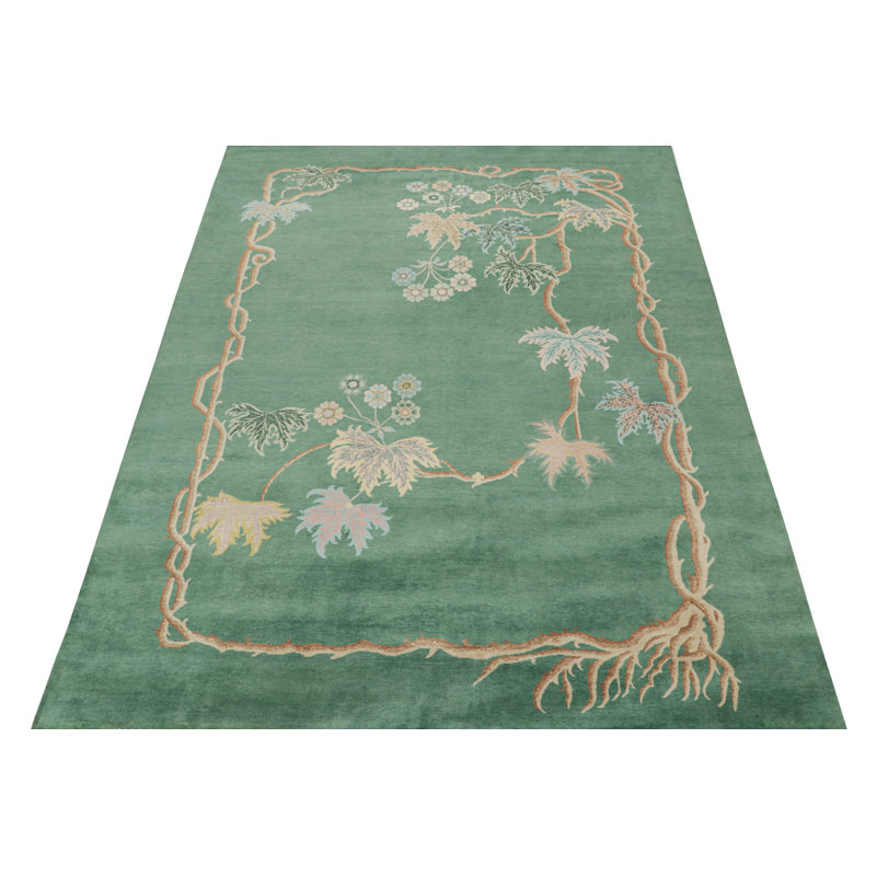 Hand Knotted Wool Floral Area Rug, Rectangle 8' x 10'