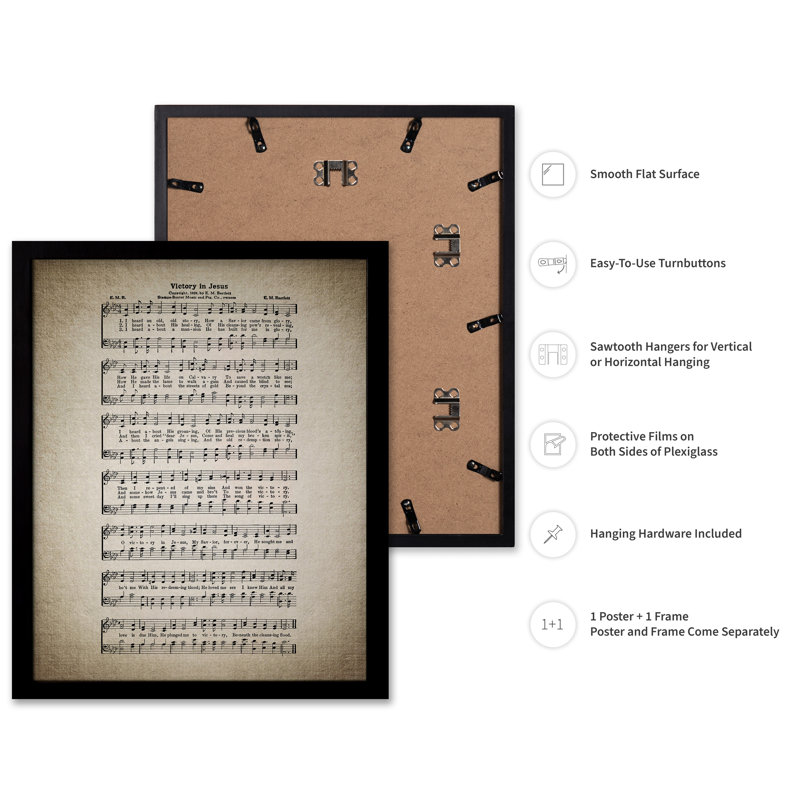 Victory in Jesus Hymnal Sheet, Black Framed, Poster, 16"H x 20"W