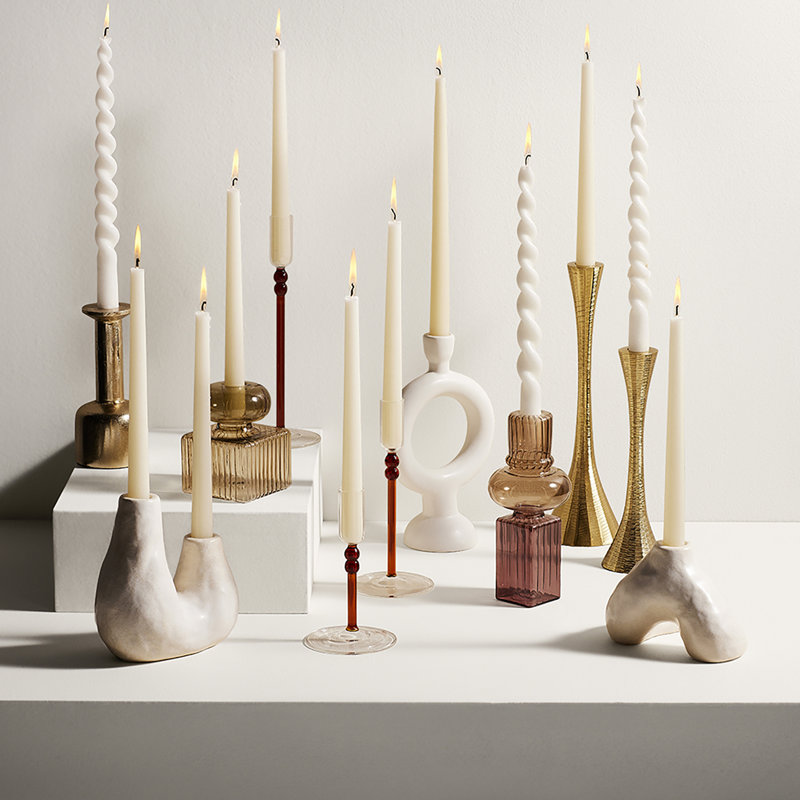 Arman Organic White Ceramic Tabletop Candlestick