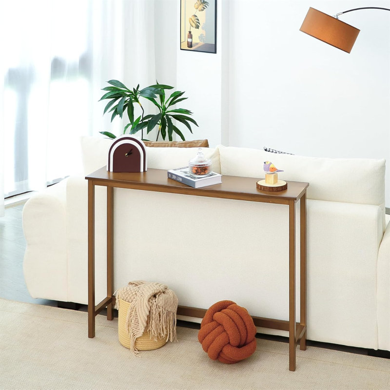 Narrow Console Table, 39.4"(L) Wood Small Entryway Table