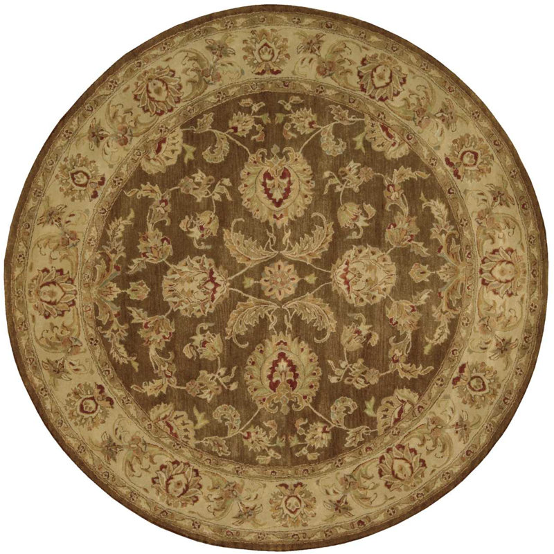Tapis brun en laine touffeté à la main Delaware, Rond 8 pi