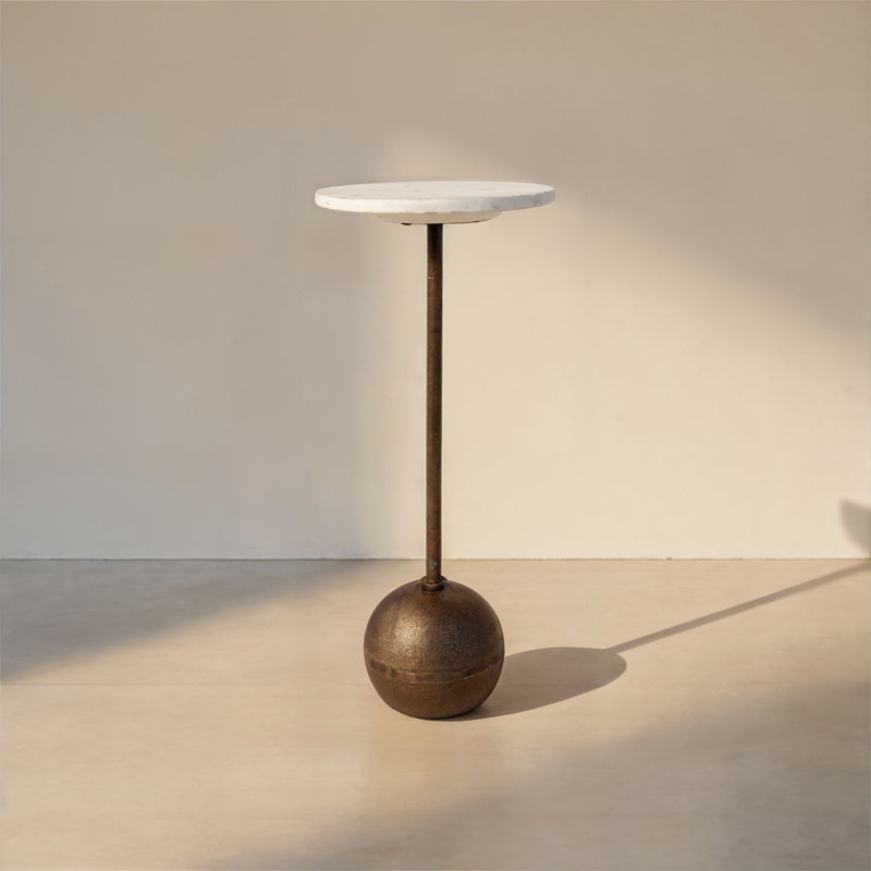 Table d'appoint ronde en marbre avec base sculpturale