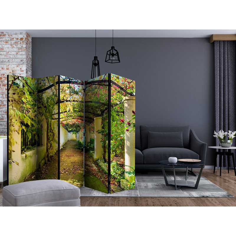 Mansford 225cm W x 172cm H 5 - Panel Solid Wood Folding Room Divider