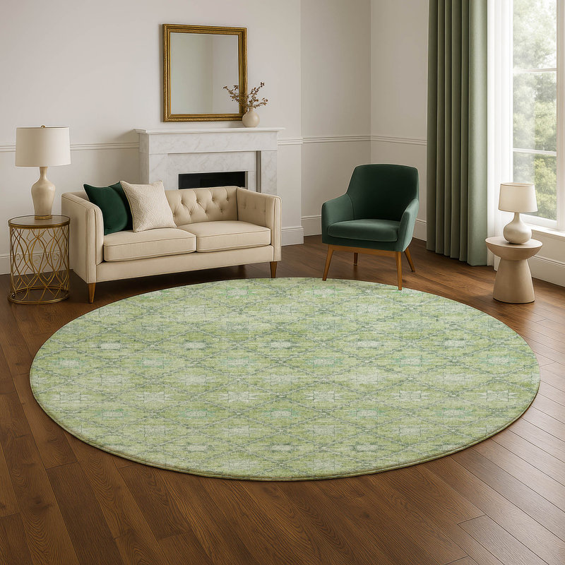 Premium Machine Washable Crestover AMF1858 Lattice Rug, Round 8'