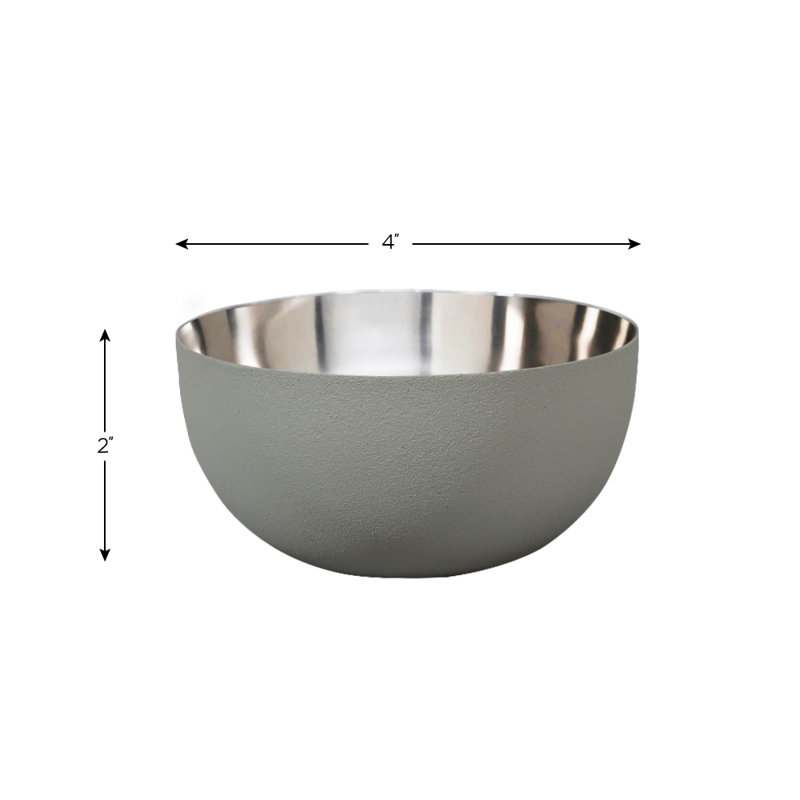 Bol décoratif en acier inoxydable Gurney Slade, H 1,9 po x l 3,9 po x P 3,9 po, Ivoire