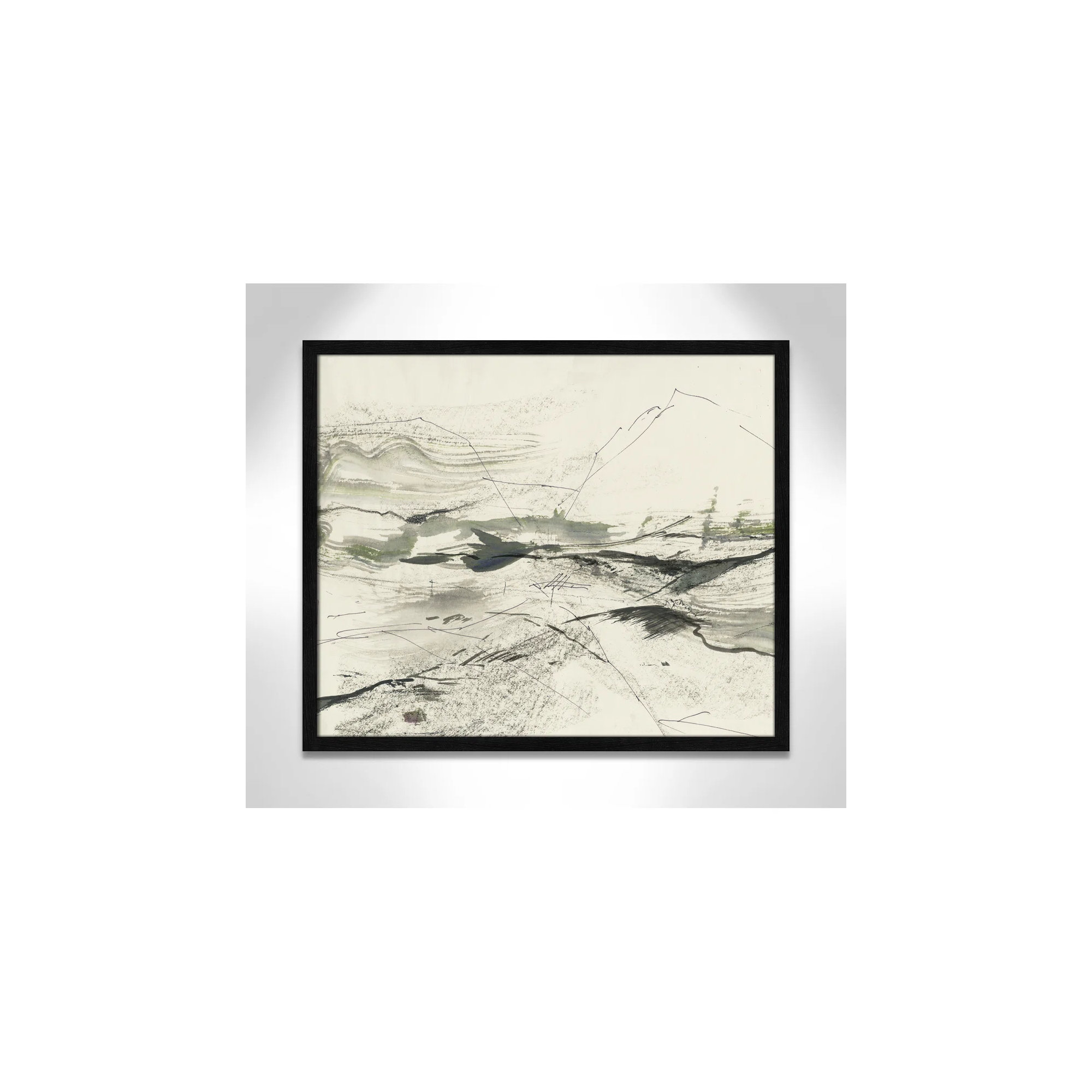 Green Sketches by PI Studio, 21.5" H x 25.5" W x 0.75" D, Black Slim Picture Framed, No Mat