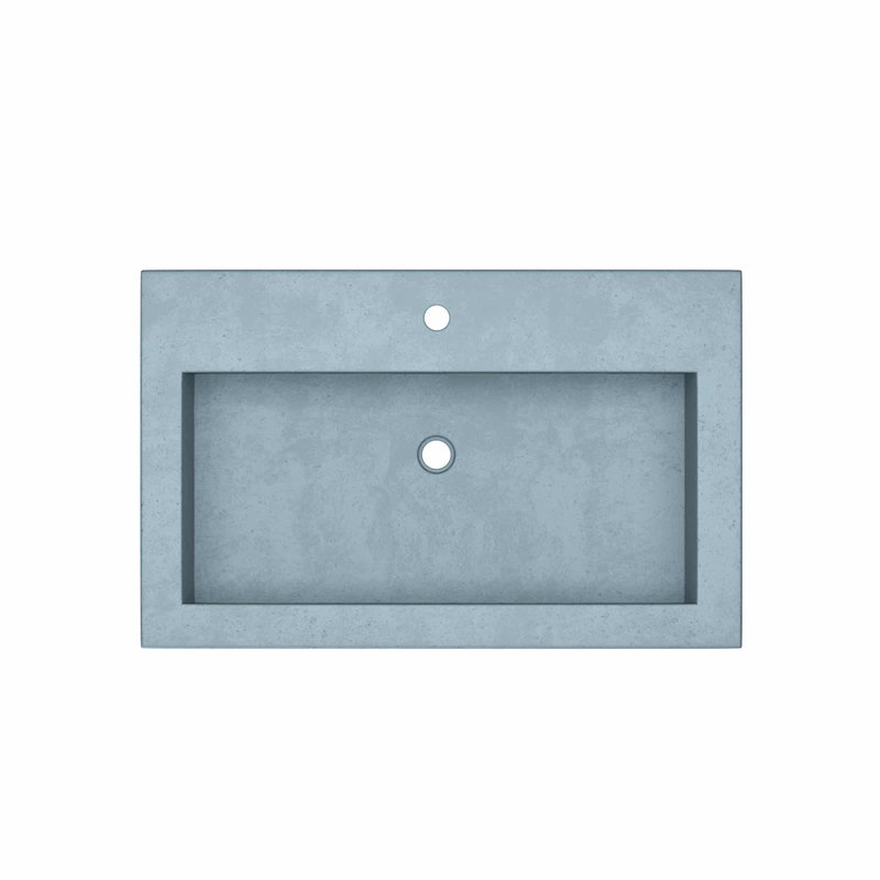Trough Handmade Rectangular Drop-In Bathroom Sink, Ocean, Single Faucet Hole