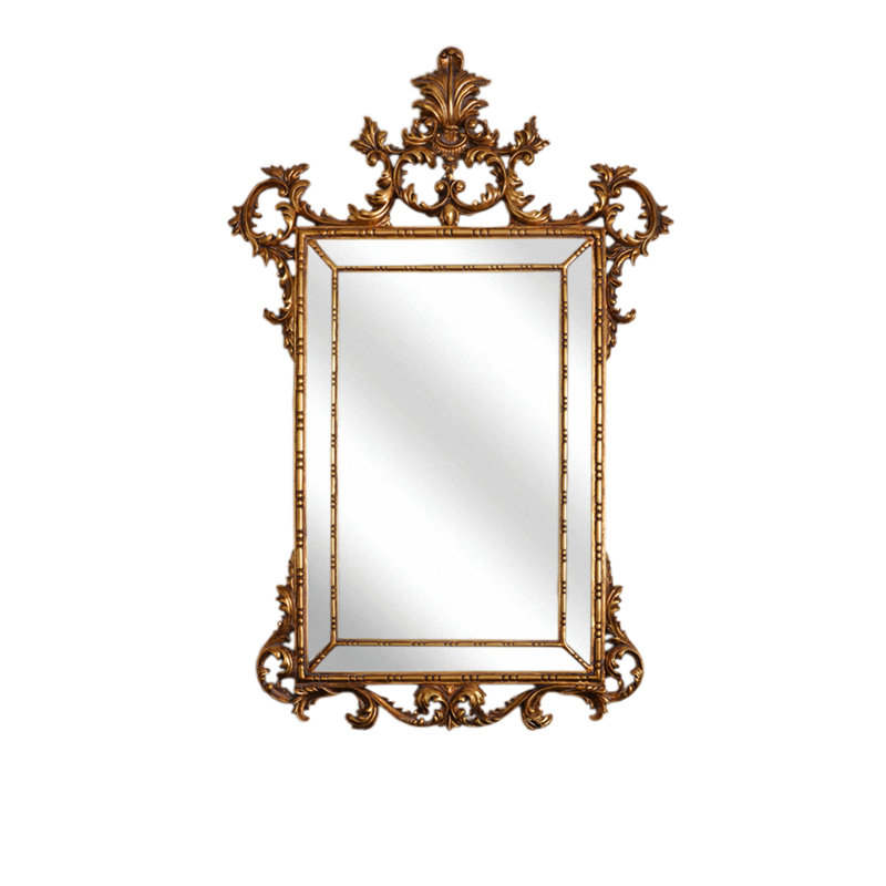 Aurora Framed Wall Mirror, Antique Gold, Solid Wood