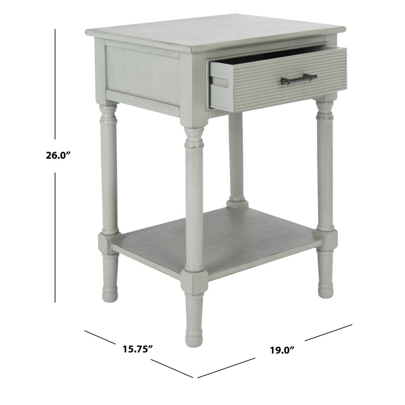 Peters End Table with Storage, Distressed Grey