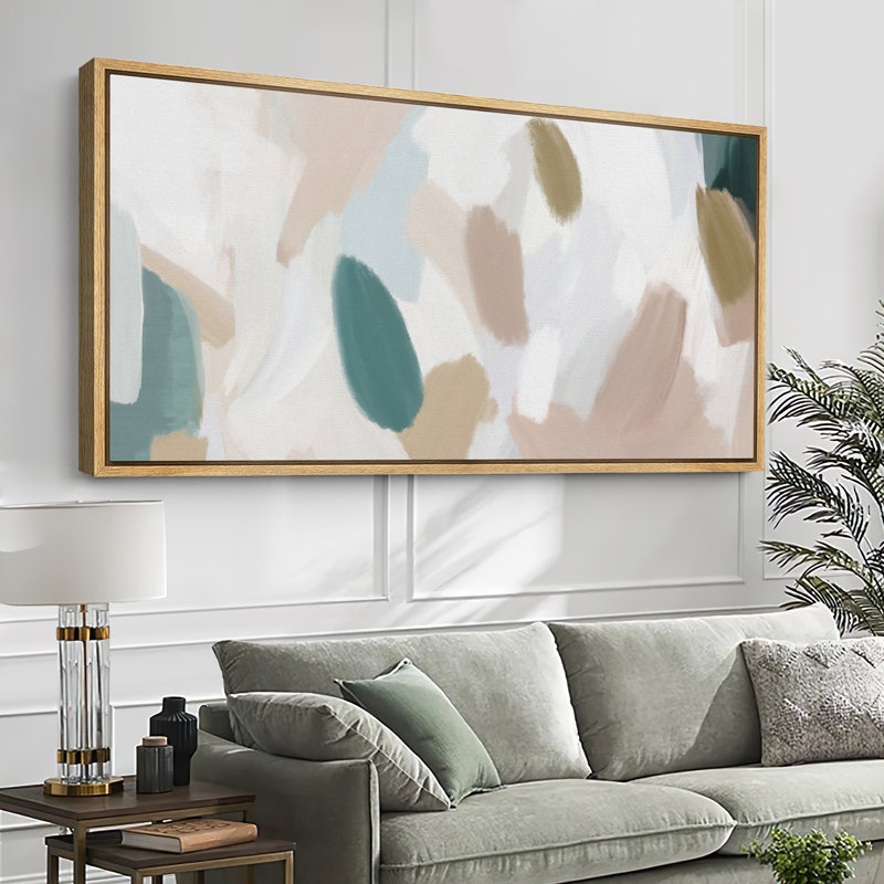 Doux pastel abstrait aux tons de terre minimalistes, art moderne, H 30 po x l 60 po, Naturel