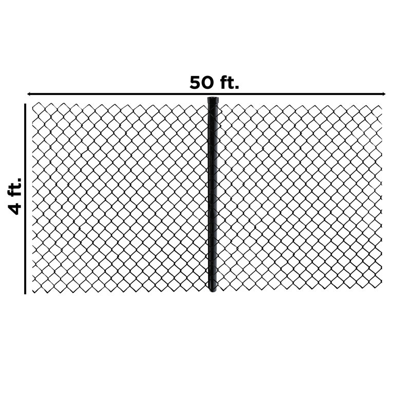 Black PVC Coated Galvanized Steel Chain Link Fence Kit 4x50 ft