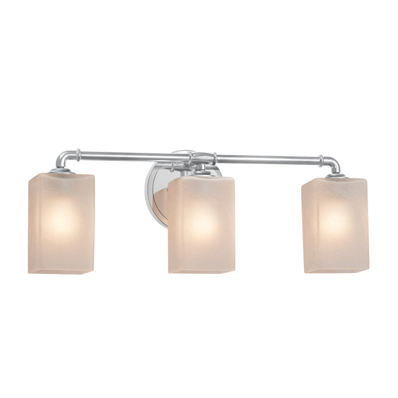 Éclairage pour salle de bain à 3 lumières à intensité variable Helam, Craquelé givré, Chrome poli, GU24 / 13 W
