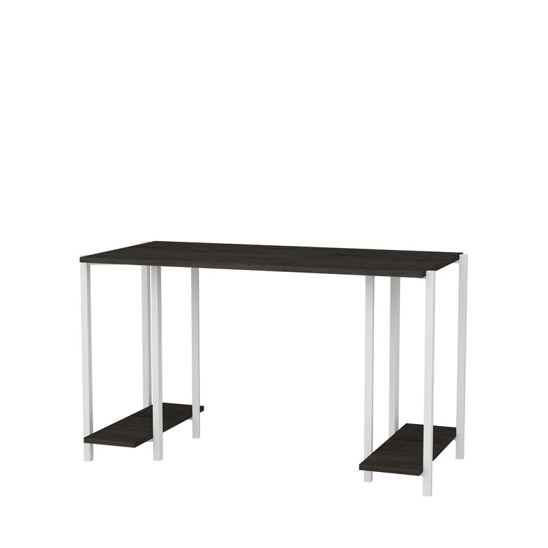 Academy Desk Metal Base Writing Desk, Dark Gray Oak/White