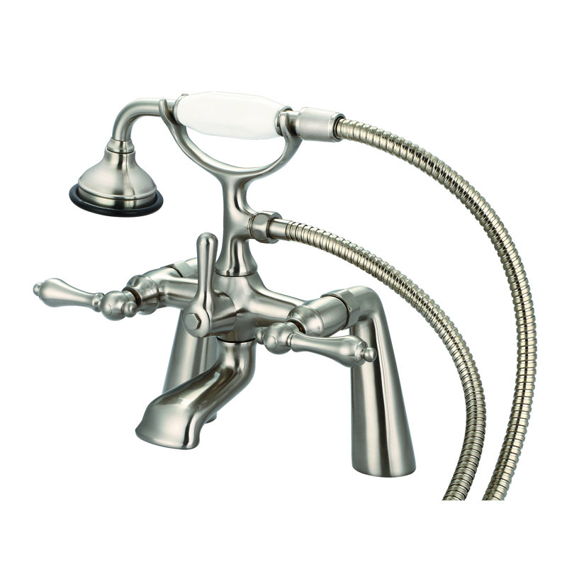 Stonington 3 Handle Deck Clawfoot Tub Faucet, Lever Handles, Brushed Nickel