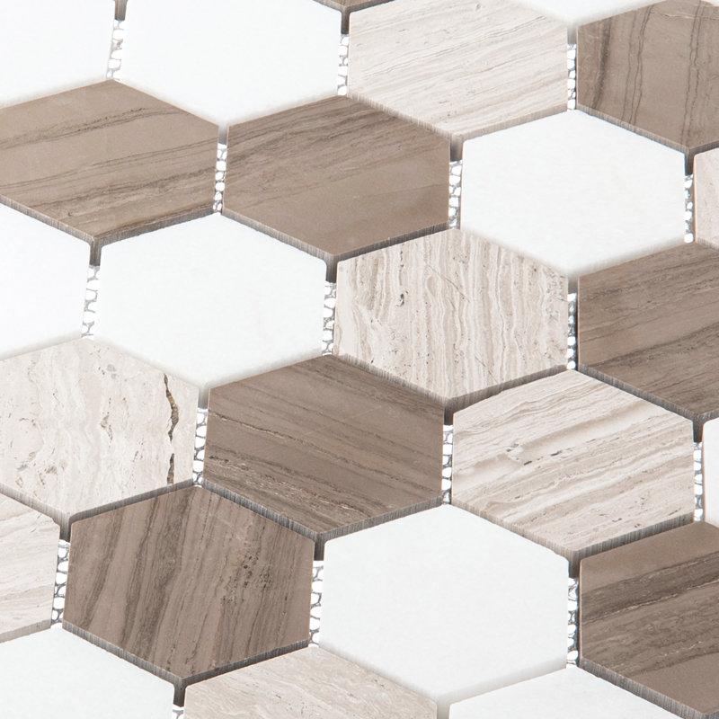 Channing 2-in. Hexagon Honeycomb Marble Look Glossy Natural Stone Wall & Floor Mosaic Tile, Baskit  He