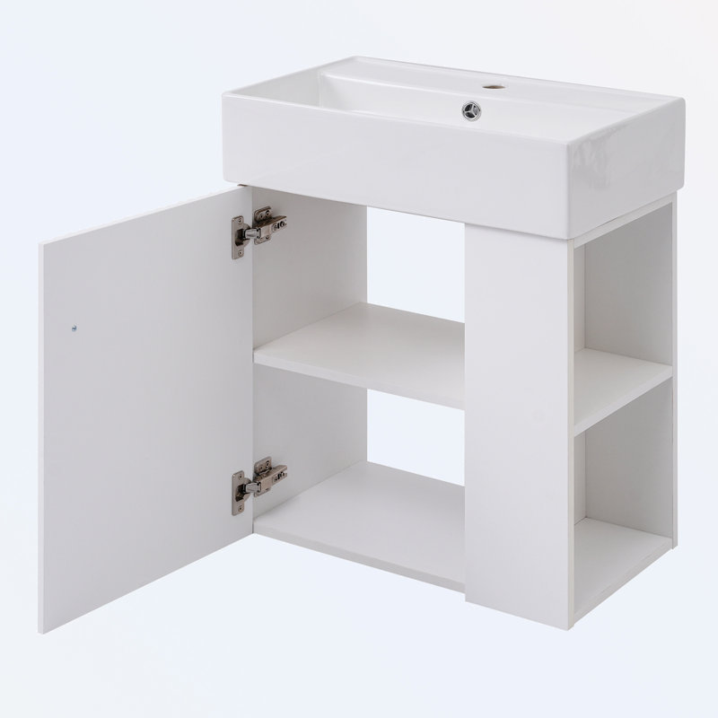 Meuble-lavabo flottant avec lavabo en céramique