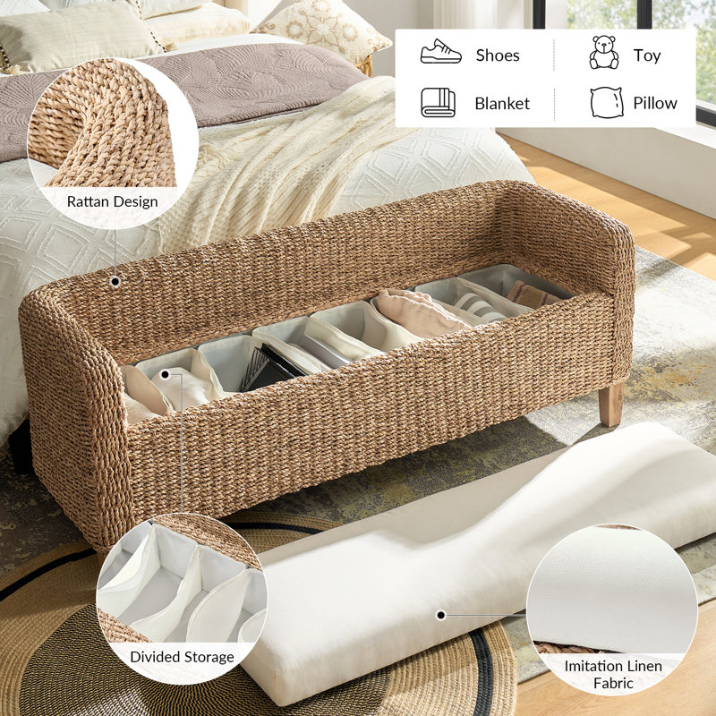 Ensemble de chambre à coucher en osier 4 pièces Corinno, Très grand