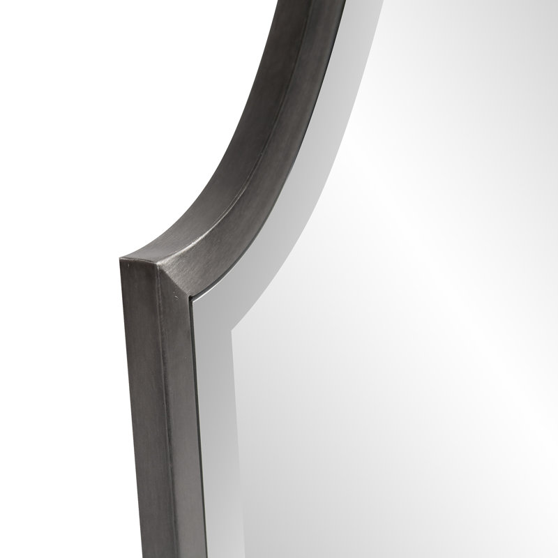 Stainless Steel Arch Mirror, Brushed Silver, 27" x 16"