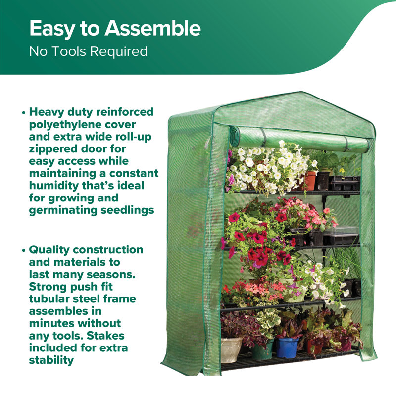 Mini Green Steel 4-Tier Garden Greenhouse