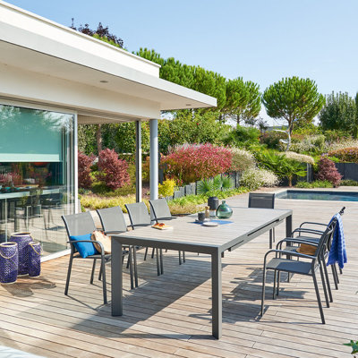 Iancu Rectangular Metal Extendable Outdoor Dining Table , 214cm cm W 110cm cm D