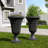 2-Pack Trophy Shaped Pedestal Planters, 23.6" Tall Outdoor Urn Flower Pots With Solid Base, Elegant Pattern, Weather-Resistant HDPE-116832554