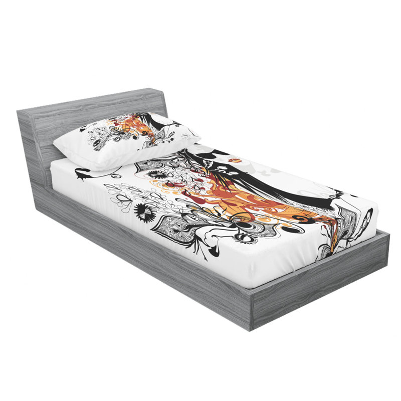 Feminine Microfiber Sheet Set, Twin XL Sheet Set with Fitted Sheet
