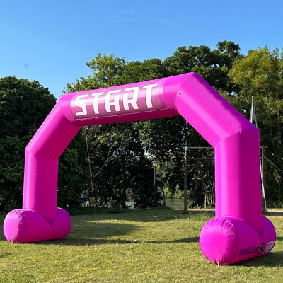 20Ft Deep Purple Start Finish Line Inflatable Arch with Built-in Blower, Hexagon Inflatable Archway for Marathons, Outdoor Races, School Sports & Celebration Events